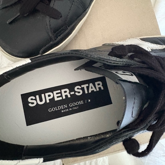 Golden Goose Black and White Superstar Sneakers - Picture 7 of 8